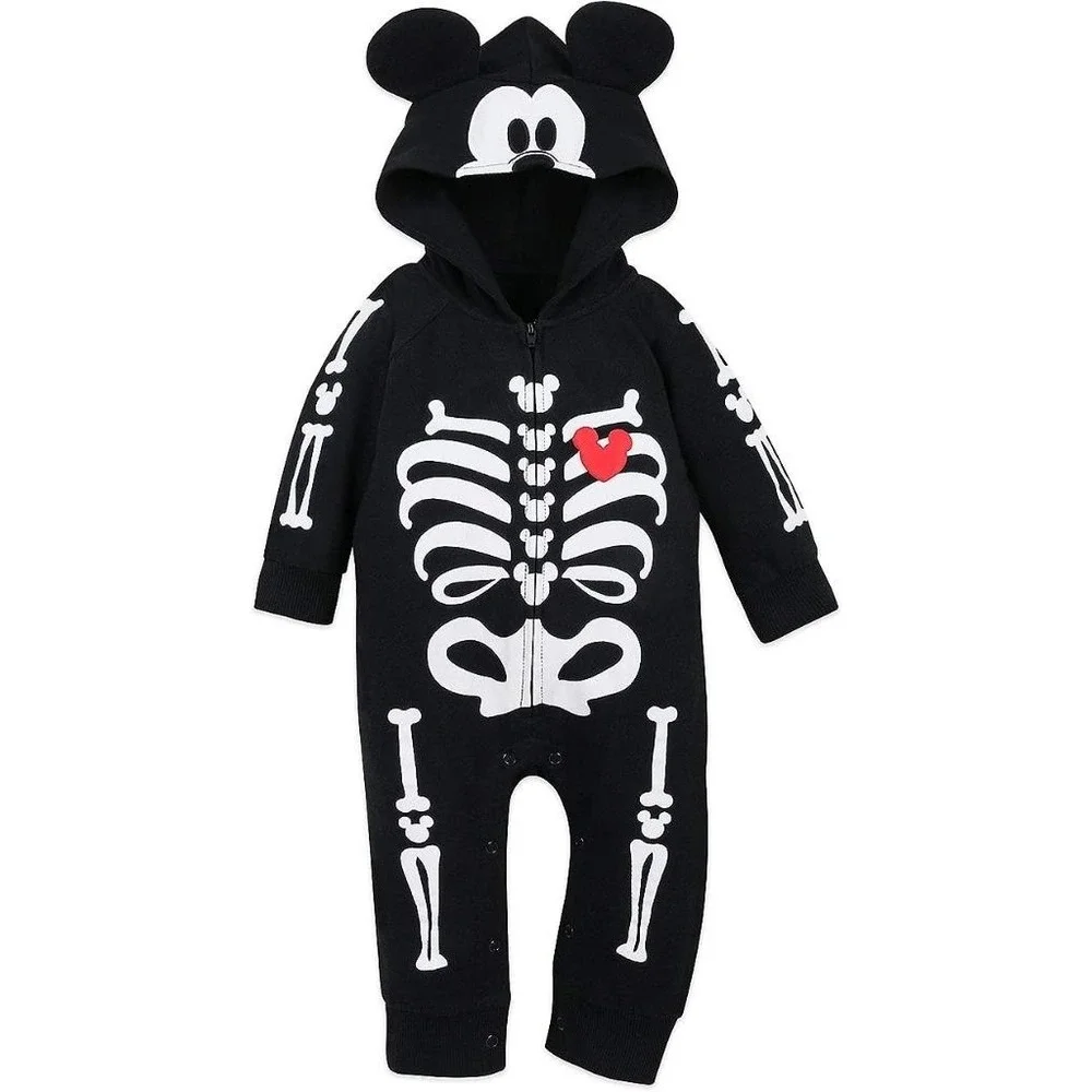 NWT Disney Store Baby Mickey Mouse Skeleton Glow in the Dark Costume 12-18 m